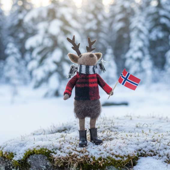 Filtfigur Reinsdyr med støvler