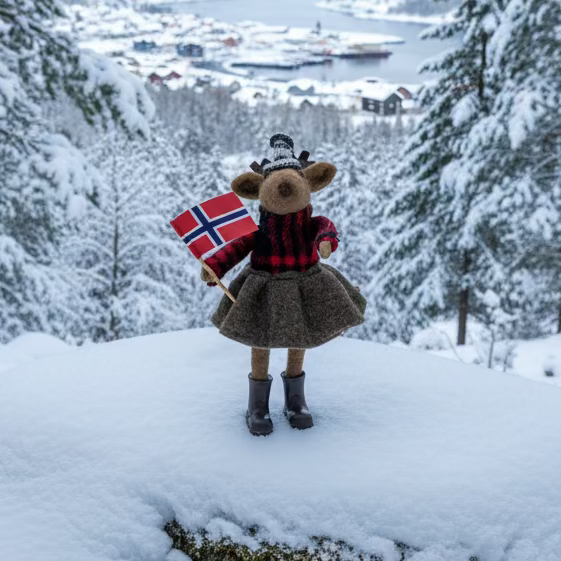 Filtfigur Reinsdyr med gummistøvler