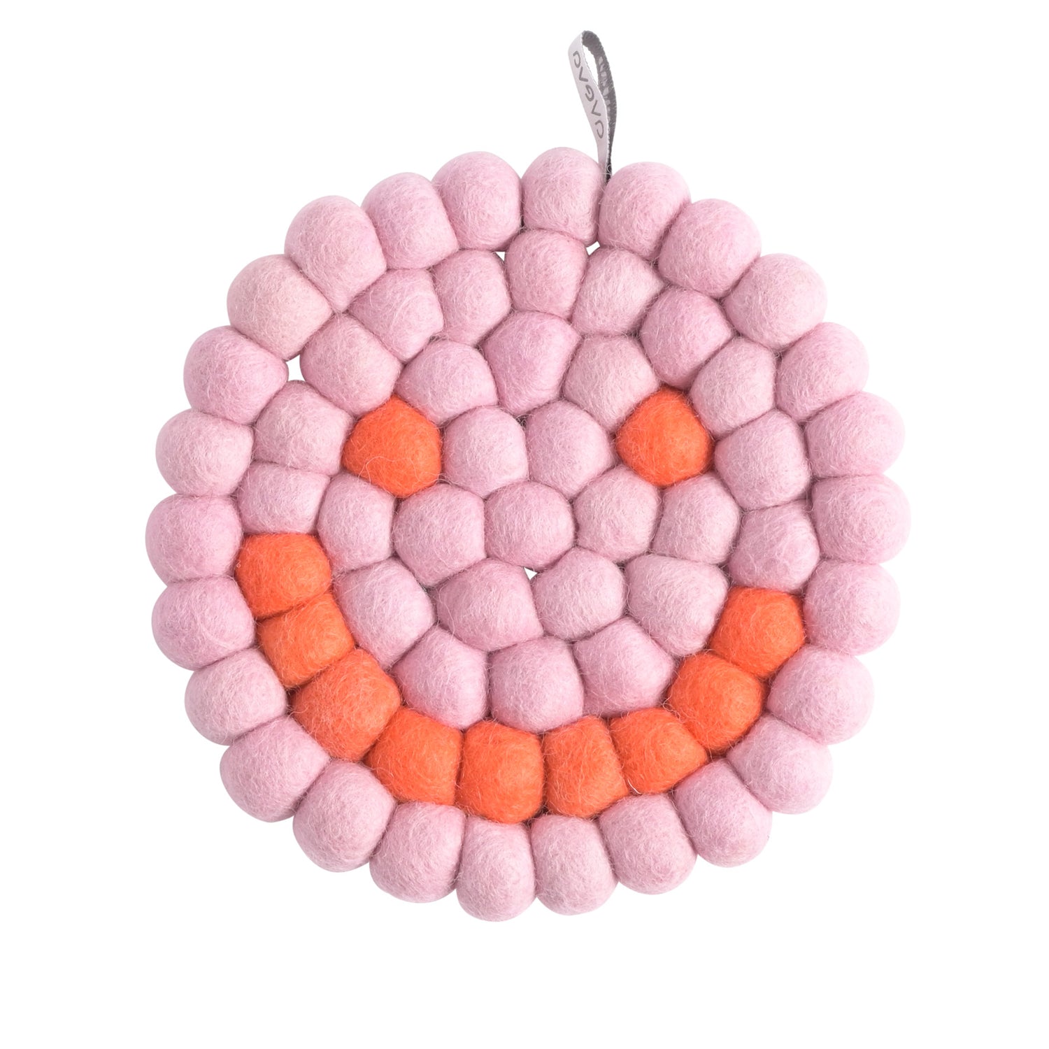 Ull trivet Smiley rund bringebær