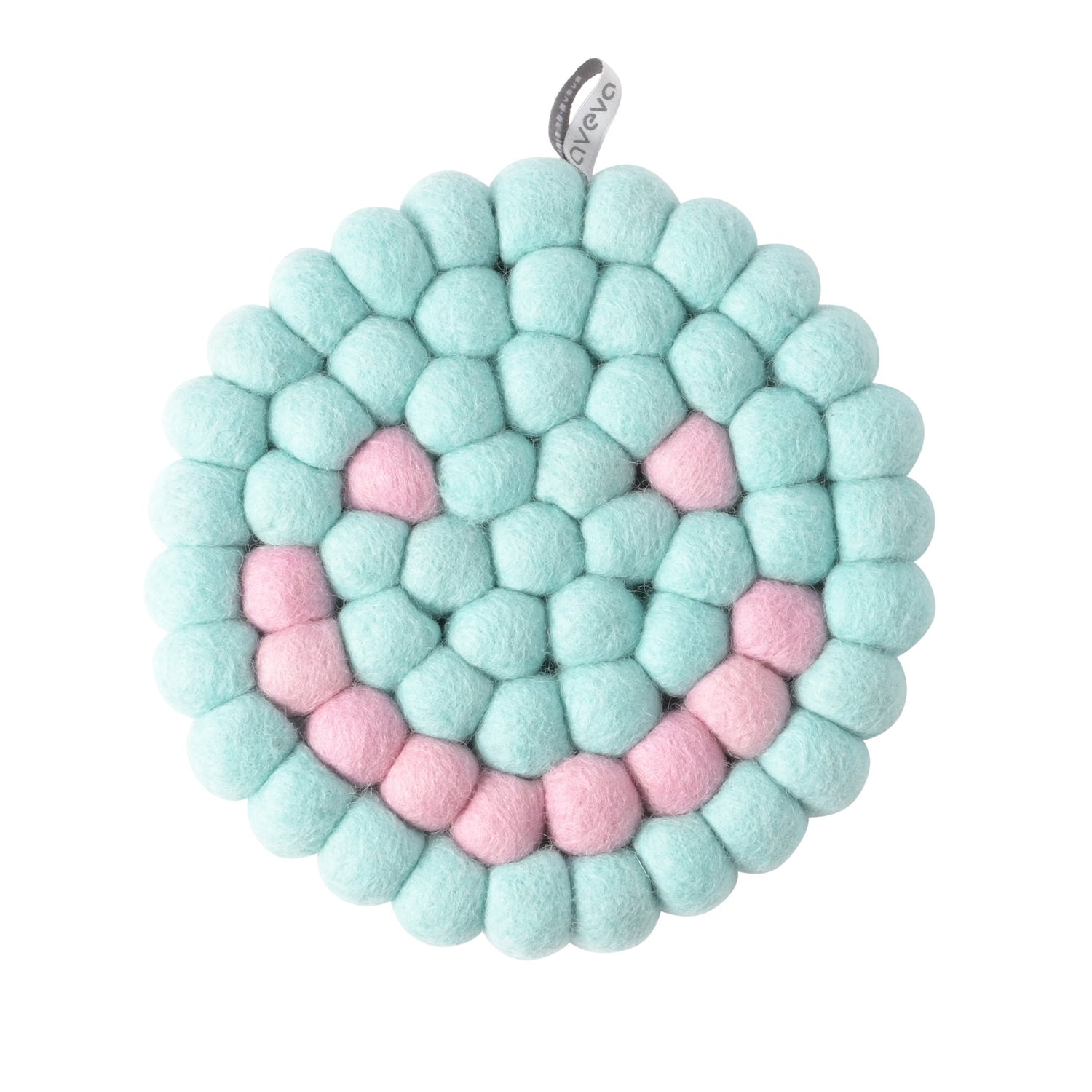 Ull trivet Smiley rund mint