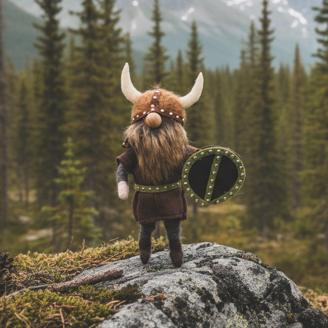 Filtfigur Viking mann med skjold