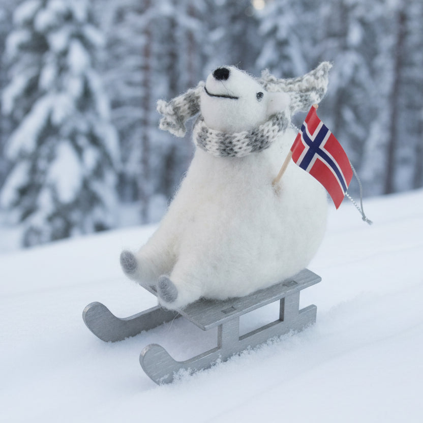 Filtfigur Isbjørn på kjelke