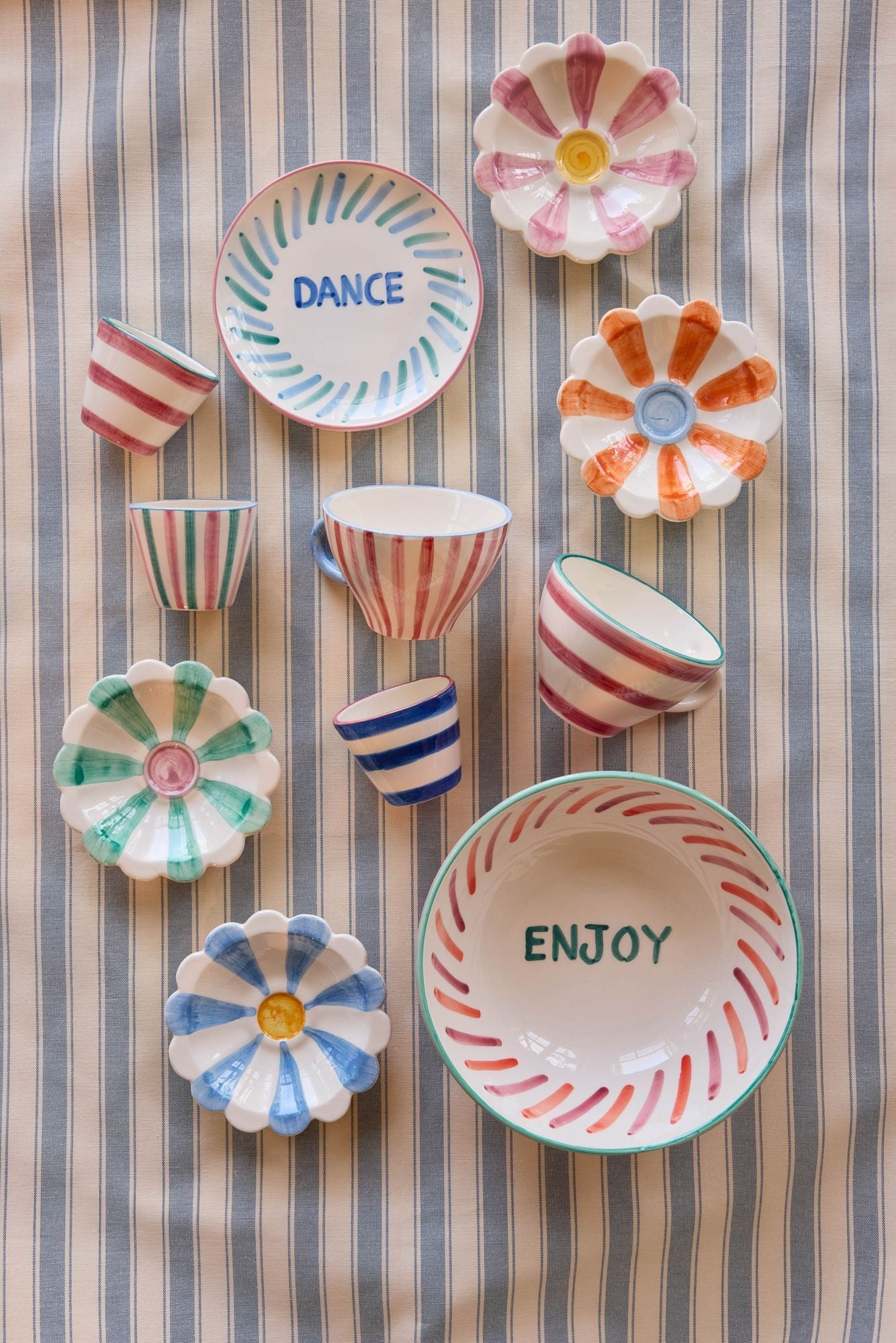 Ceramic Tea Cup Hand-painted Stripes