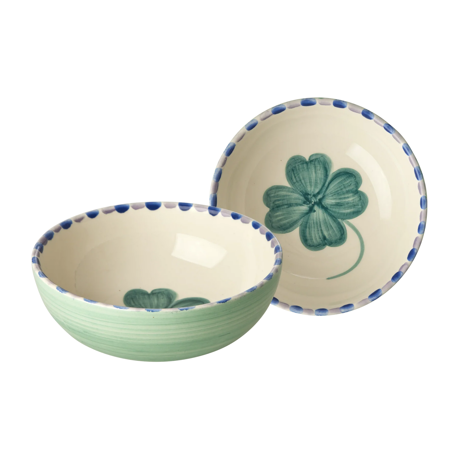 Ceramic Bowl Good Luck Clover Soft Green
