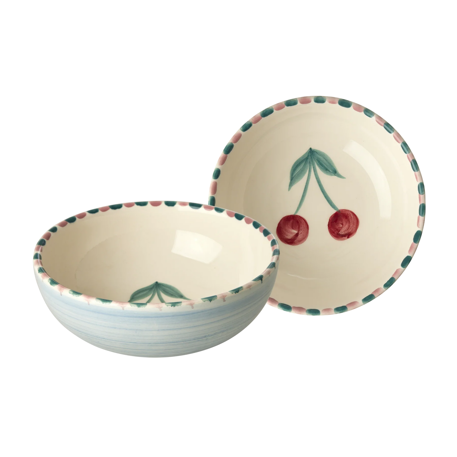 Ceramic Bowl Hand-painted Cherry Blue