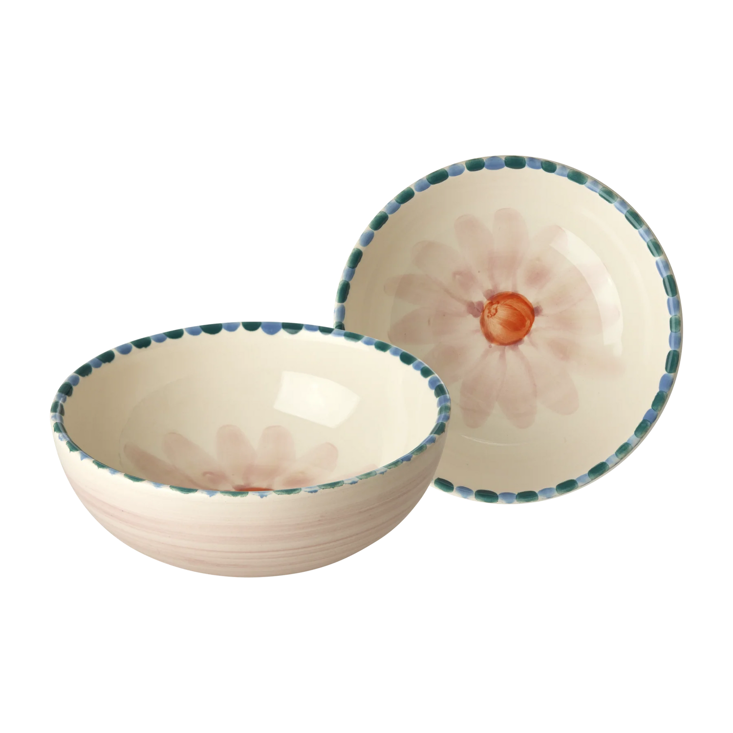 Ceramic Bowl Soft Pink Flower Lavender