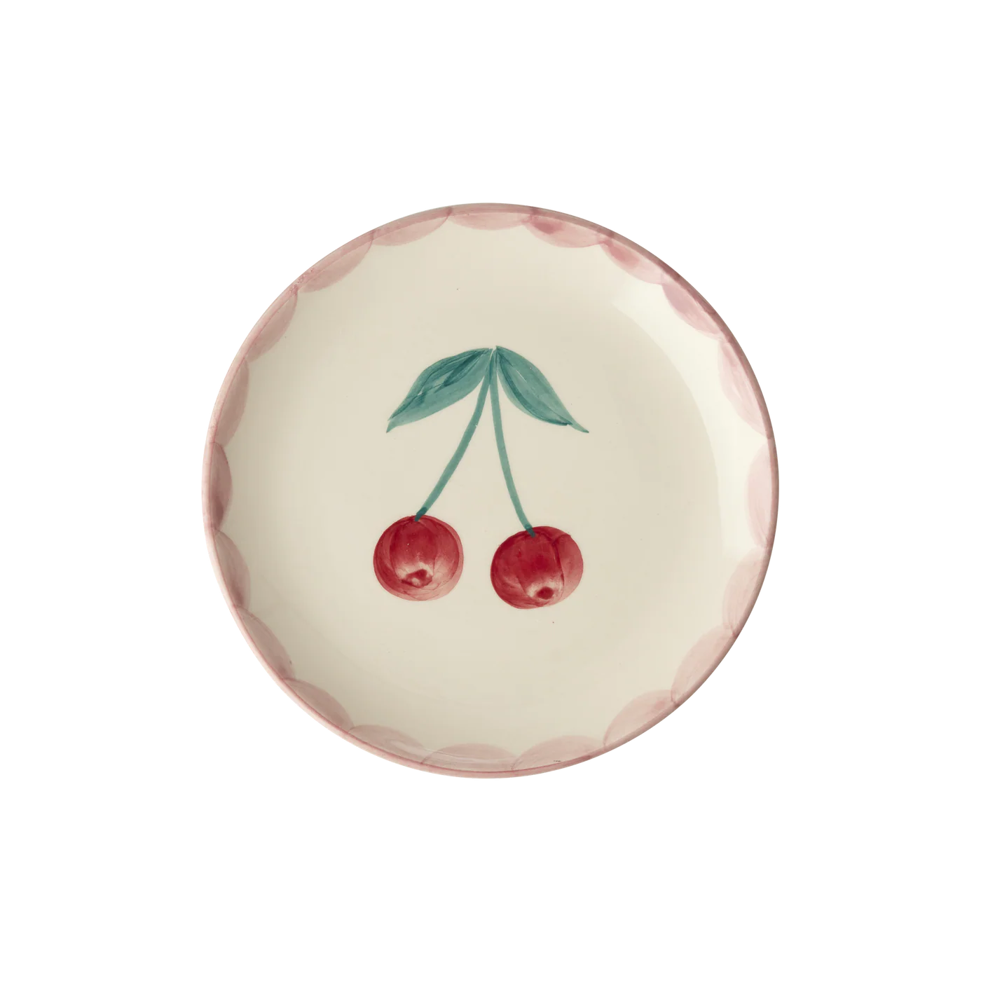Ceramic Cake Plate with Hand-painted Cherry Rioe