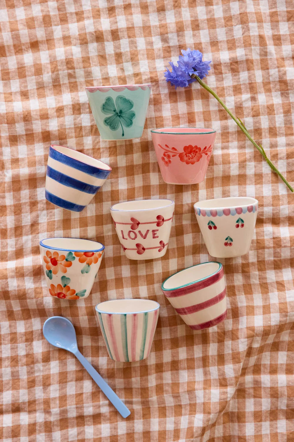 Ceramic Oval Espresso Cup Good Luck Clover