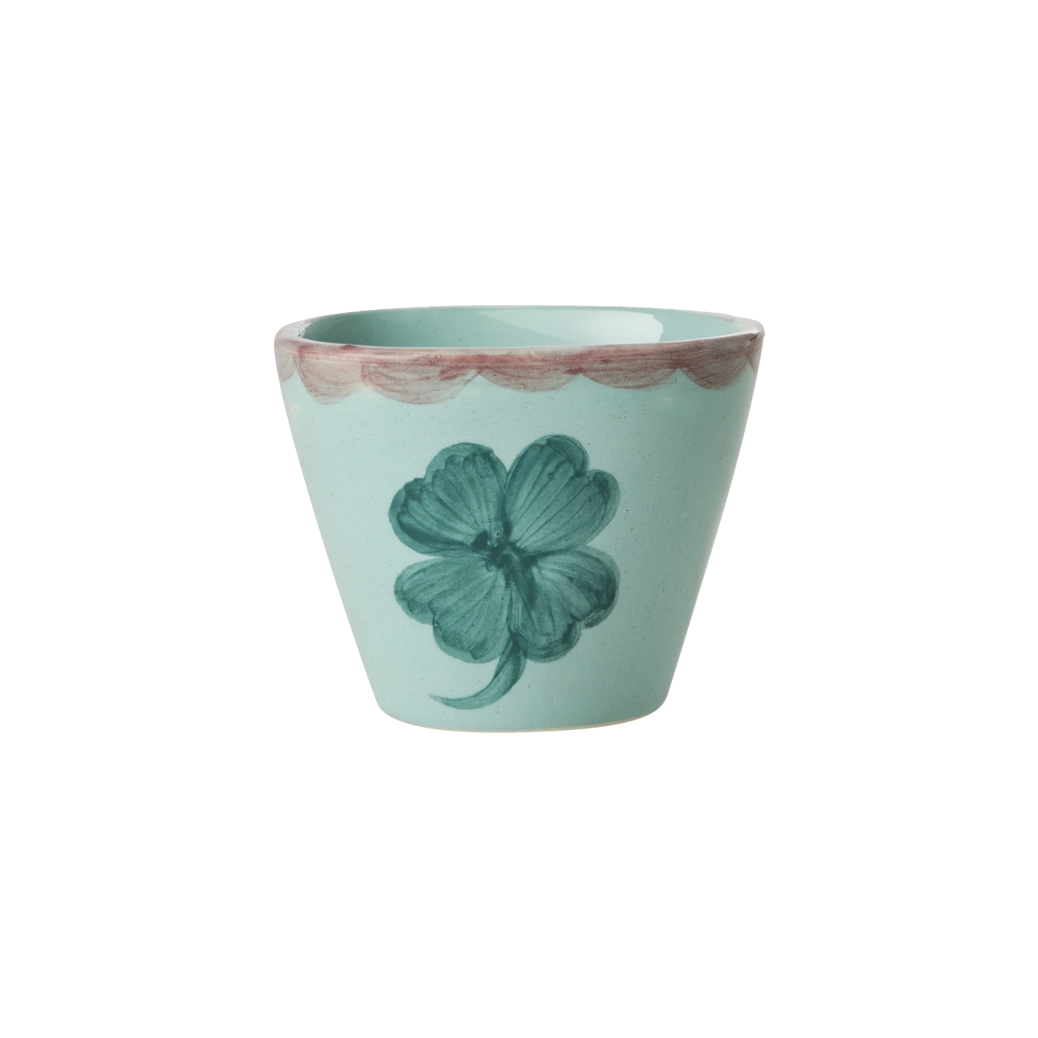 Ceramic Oval Espresso Cup Good Luck Clover