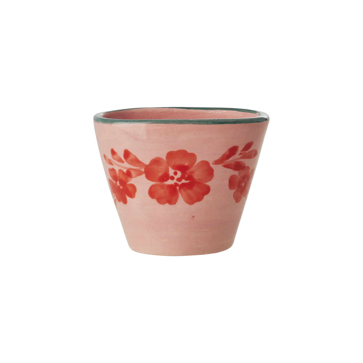 Ceramic Oval Espresso Cup Orange Flower Vine