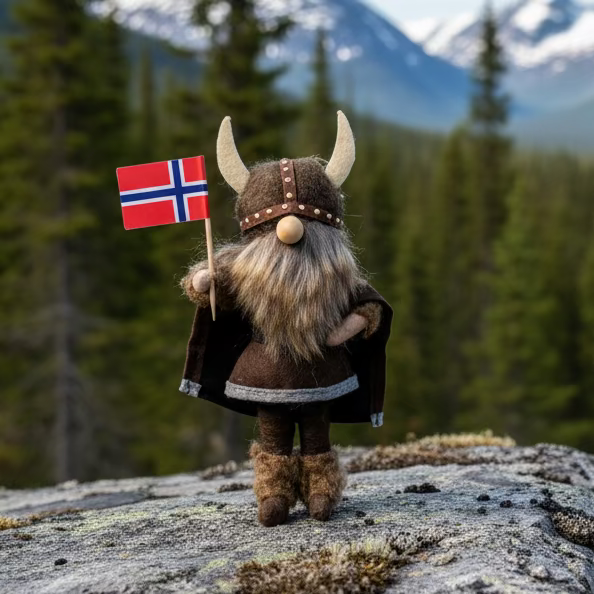 Filtfigur Viking mann hvit horm skjegg