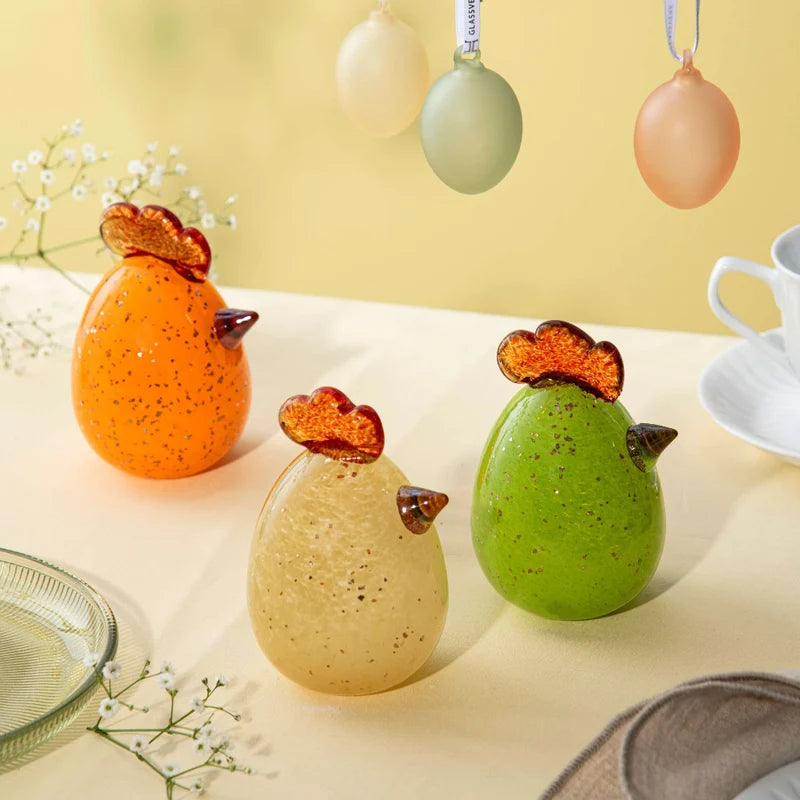 Glasshøne Egg Beige 12 cm Hadeland Glassverk
