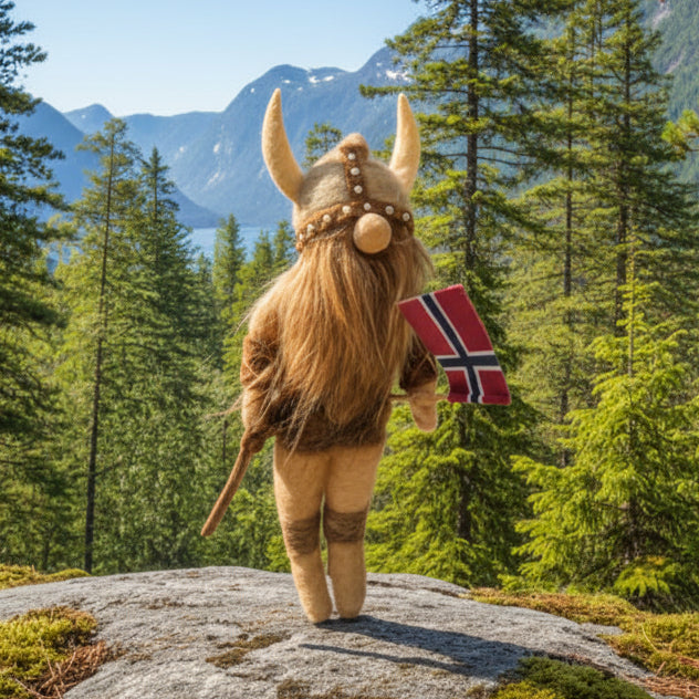 Filtfigur Viking mann med skjegg og kniv