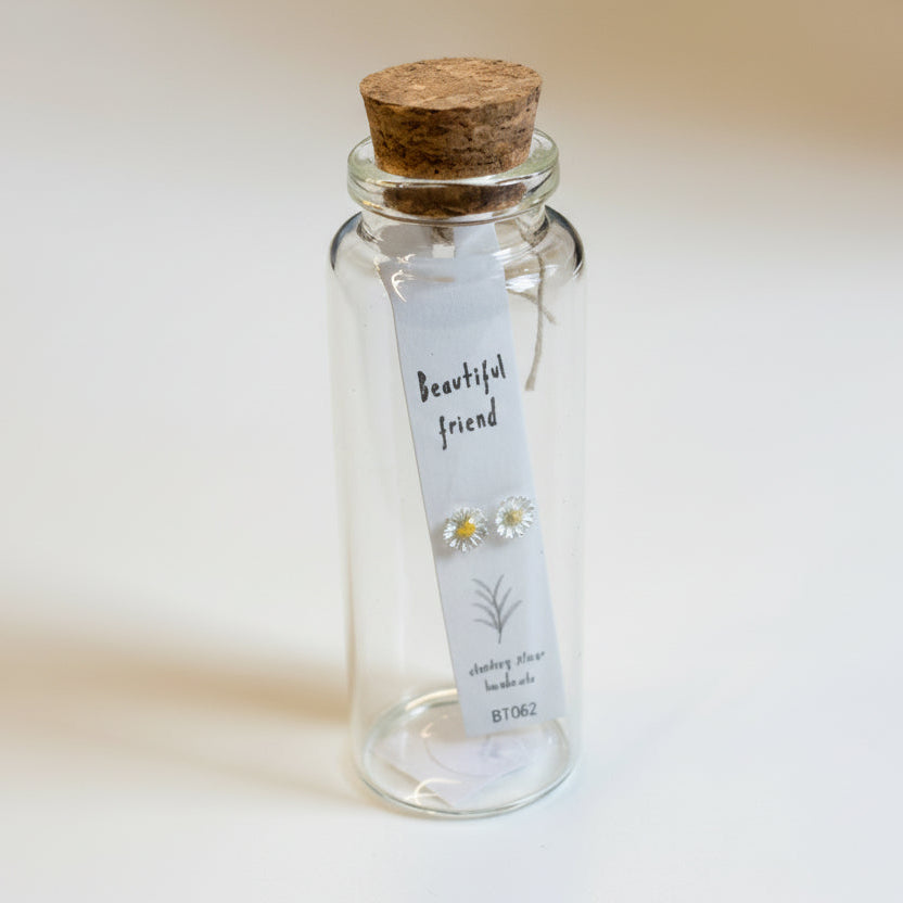 Earrings In A Message Bottle 'Beautiful friend' - silver