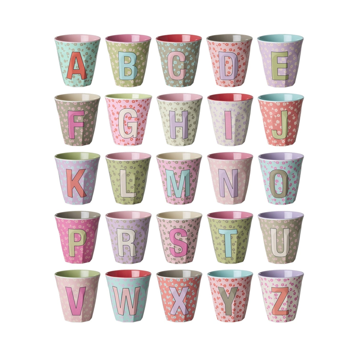 Melaminkopp Bokstav Blomster