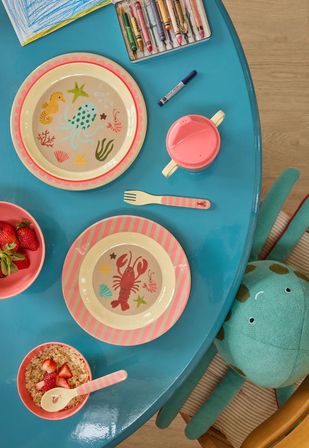 Melamine Kids Lunch Plate Coral Ocean