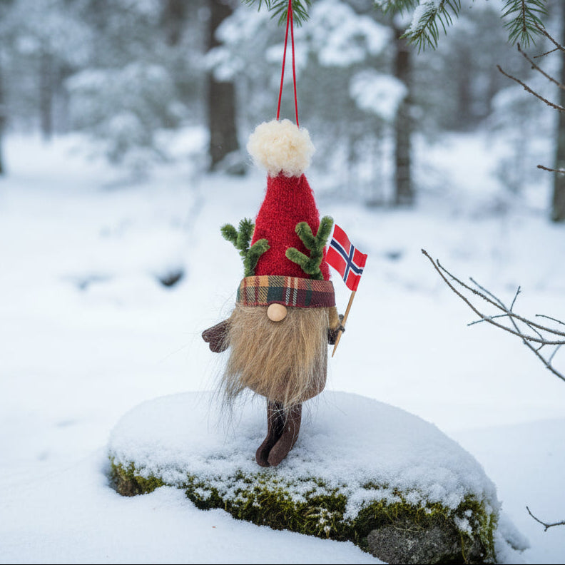 Filtfigur Julenisse med grønn lue