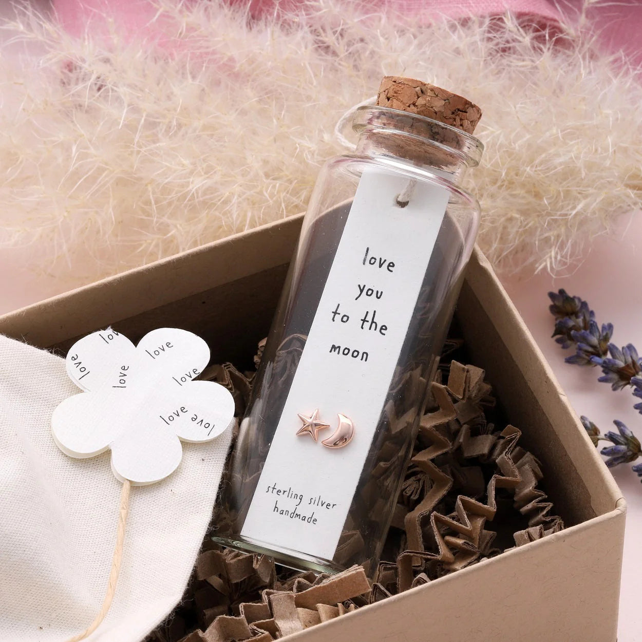 Earrings In A Message Bottle 'Love To The Moon' - silver