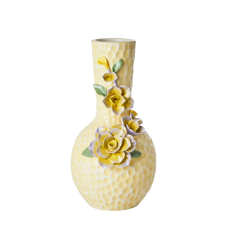 Vase Keramikk Liten med Roser Krem Rice