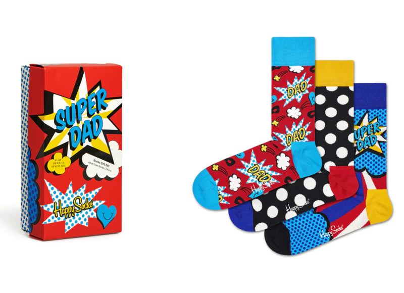 Super Dad Sokker Gaveeske 41-46 Happy Socks