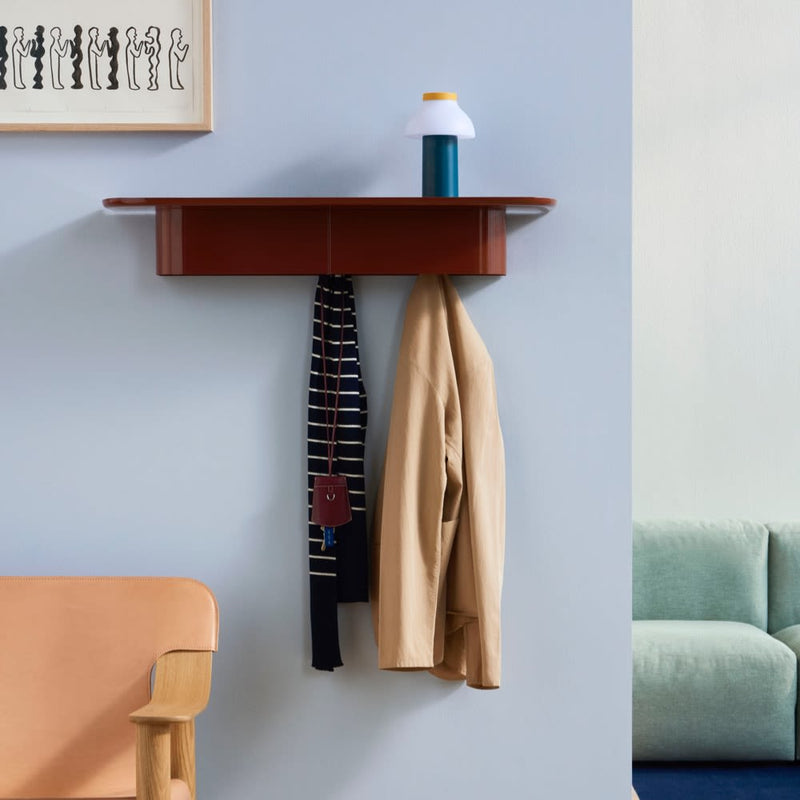 Korpus Shelf 7 Hooks Large Brick Red