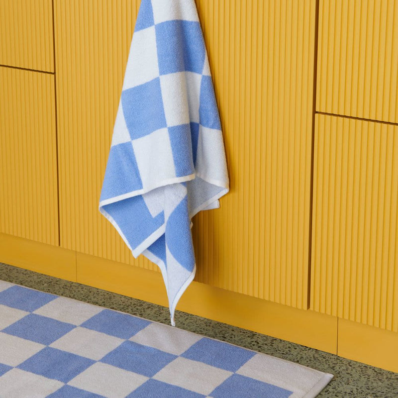 Check Badematte Sky Blue