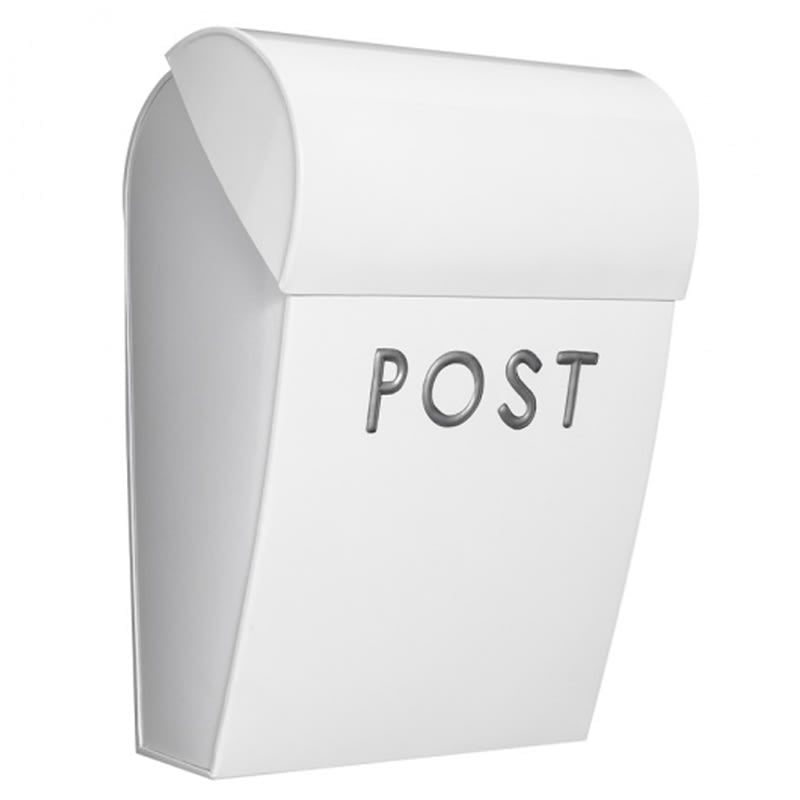 Postkasse Hvit med Sølv Tekst
